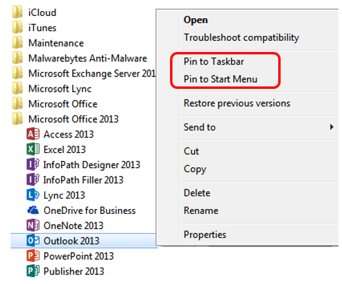 Pin to Start/Taskbar Pin to Start/Taskbar